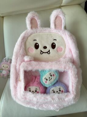 Labubu inspired KidsBackpack Multicolor Plush Accessories Adjustable Strap Small